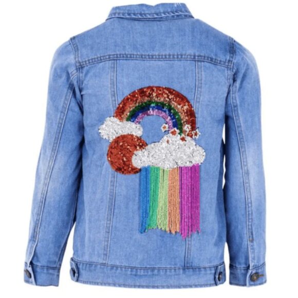 GIRLS Rainbow Tassels Denim Jacket - Picture 2 of 3